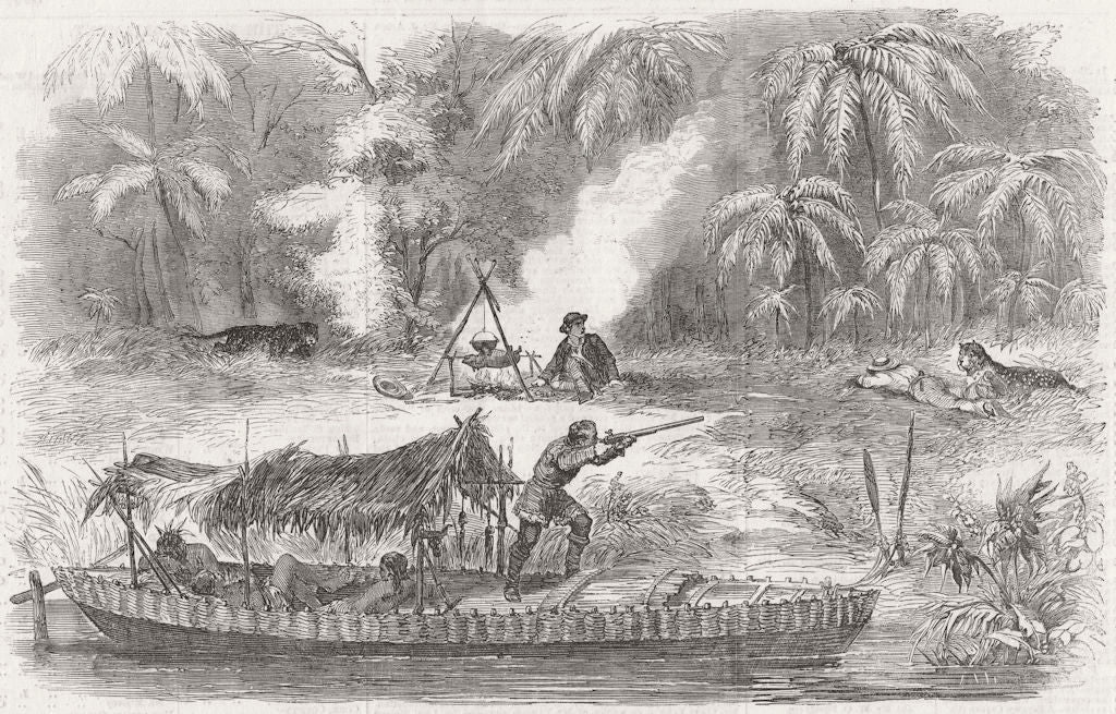 BRAZIL. Mid-day halt, Rio Trombutas  1853 old antique vintage map plan chart